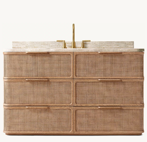 Set di Mobili <span class=keywords><strong>per</strong></span> <span class=keywords><strong>Bagno</strong></span> di Lusso Stile Americano, Mobili da <span class=keywords><strong>Bagno</strong></span> con Lavabo in Legno e Canna, Mobile Extra Largo - Product Image 1