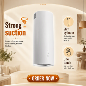 <span class=keywords><strong>Campana</strong></span> <span class=keywords><strong>Extractora</strong></span> de Humo Cilíndrica Blanca Moderna para Cocina, Montada en el Techo, para Cocina tipo Isla - Product Image 6