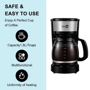 เครื่องชงกาแฟแบบ1.8L มัลติฟังก์ชันหม้อต้มกาแฟดริปแบบอเมริกันระบบอัตโนมัติเต็มรูปแบบขนาดเล็ก - Product Image 5