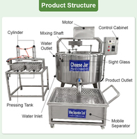 Pasteurisateur de fromage combiné 100-1000 litres, machine à fabriquer le fromage en cuve triangulaire de petite taille, prix à partir du lait de vache
