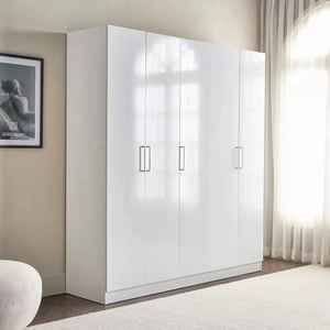 Armoire blanche moderne sur mesure, meuble de chambre à coucher, armoire de rangement personnalisée, portes à charnières en bois massif, résistantes à l'humidité - Product Image 4