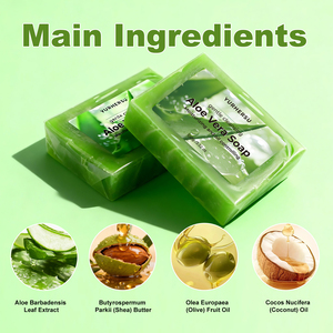 Jabón de Aloe <span class=keywords><strong>Vera</strong></span> al por Mayor con Manteca de Karité, Aceite de Oliva y Aceite de Coco para una Limpieza Suave e Hidratación para Todo Tipo de Piel, Natural - Product Image 2