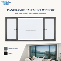 Ventana Corredera Horizontal de Aluminio de Alta Resistencia con Malla de Acero Inoxidable para Cocina, Marco Delgado de Tres Paneles con Vista Panorámica