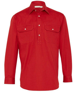 Custom logo <strong>Half</strong> <strong>Button</strong> Front Heavy Cotton High Quality bar Tacks on Pockets Work <strong>Shirt</strong> Casual <strong>Shirts</strong> for Men - Product Image 4