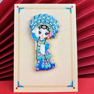 Aimant de réfrigérateur en métal, motif masque d'opéra de Pékin, avec motifs Mu Guiying, Guan <span class=keywords><strong>Yu</strong></span>, Yang Guifei, 7-9 cm, cadeau touristique créatif et culturel - Product Image 3