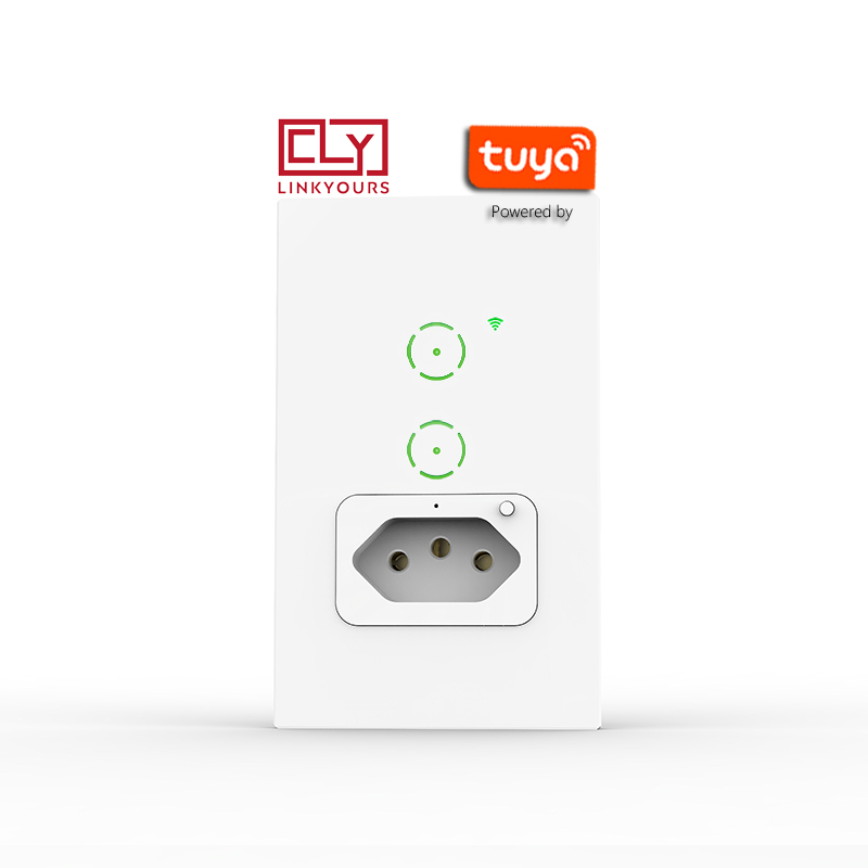 10 16A Tuya WiFi BR Panel de vidrio táctil Control remoto eléctrico temporizador 118 productos para el hogar inteligente dispositivos enchufe de pared con interruptor