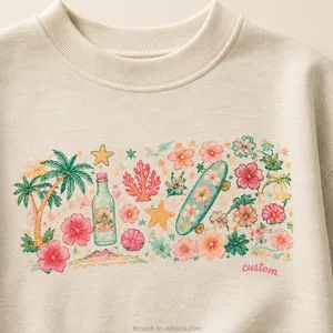 เสื้อสเวตเชิ้ตคอเต่าทรงหลวมสำหรับผู้หญิง พิมพ์ลายกราฟิกดอกไม้เขตร้อนฤดูหนาวแบบกำหนดเองของ OEM ผ้าฟลีซนุ่ม แขนเสื้อแบบดรอปโชว์เดอร์ - Product Image 2