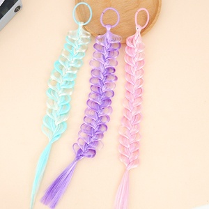 Parrucca Colorata in Fibra Sintetica per Bambine Stile Principessa Elsa, Treccia con Elastico per Capelli, Treccia a Bolle con Riflessi per Bambine - Product Image 3