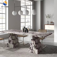 Table à manger en marbre Calacatta Viola poli brillant KT STONE, surface brillante, mobilier de luxe pour la décoration de la salle à manger