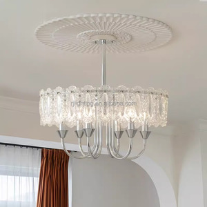 Fransız lüks gümüş doğal kabuk pul oturma odası ve yemek odası Retro Art Deco amerikan tarzı kare avize - Product Image 6