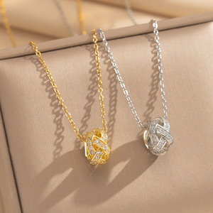 新入荷 18金メッキ ステンレス製 ジルコンネックレス ジュエリー 高級デザイナー フルジルコンチャームネックレス レディース - Product Image 1