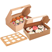 Emballage en papier kraft écologique jetable de qualité alimentaire avec logo personnalisé pour beignets Boîte de boulangerie à sushi rectangulaire pour cupcakes fenêtre