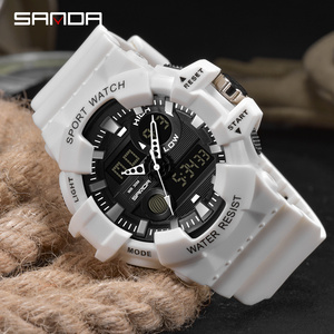 SANDA-reloj digital para hombre, banda de goma transparente resistente al <span class=keywords><strong>agua</strong></span>, calendario, cronógrafo, para exteriores, 780 - Product Image 6