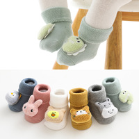 Kaos Kaki Bayi Anti-Slip Motif Hewan Kartun, Bahan Katun Sisir Tebal Terry, Bernapas, untuk Musim Gugur dan Musim Dingin