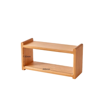 Étagère de rangement en bois à double niveau pour service à thé et tasses à café, organisateur en bois massif, présentoir compact pour cuisine