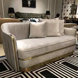 Nuevo Diseño de Lujo, Sofá de Madera Maciza con Armazón de Madera y Tapicería de Tela, Mueble de Salón Antiguo de Estilo Real, Juego de Muebles de Salón Dorados - Product Image 4