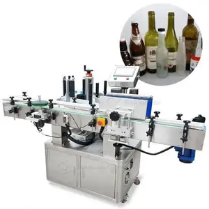 Desktop flat bottle double side labeling machine/automatic can jar bottle labeler for sale