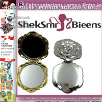 Miroir de poche pliable portable et mignon au design contemporain, en forme de rose, en ABS, pour le maquillage en voyage