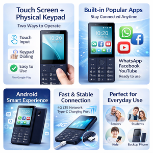 Недорогой смартфон 4G LTE на <span class=keywords><strong>Android</strong></span> 11 с сенсорным экраном 2.8'', кнопочной клавиатурой, двумя SIM-картами и поддержкой нескольких языков (французский/немецкий) - Product Image 2