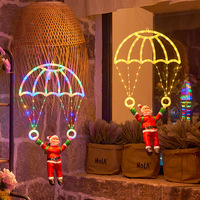 LED-Weihnachtsdekoration für den Außenbereich, wasserdicht, IP65, Weihnachtsmann-Fallschirm-Lichterkette, 8-Modus-Controller, dimmbar, für Heimdekoration