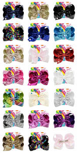 Lazos de cabeza grande de 8 pulgadas de alta calidad cinta de lentejuelas lazo de pelo <span class=keywords><strong>JOJO</strong></span> para niños y niñas - Product Image 3