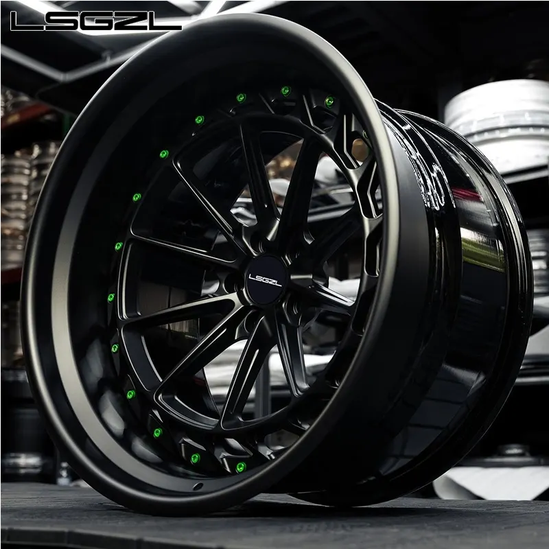 Factory selling 2 3 piece forged alloy car rim lip stain black wheel 18 20 22 24 26 inch 5x114.3 5x130 5x120 5x112 wheel