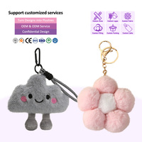 Fabricant de jouets porte-clés en peluche, porte-clés en peluche personnalisé, mini porte-clés mignon de 10 cm, porte-clés en peluche nuage, porte-clés en peluche fleur