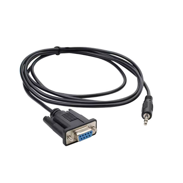 RS232 DB9 Female Serial Port to Audio 3.5 AUX Adapter Cable Copper Flat PVC Jacket for Projector Car Speaker & Microphone Use