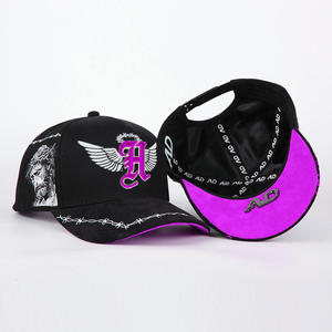 قبعة جلد مدبوغ كلاسيكية عالية الجودة بشعار مطرز مخصص ، 5 ألواح ، حافة منحنية رياضية Gorras os مع شعار - Product Image 2