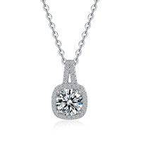 Collier pendentif halo minimaliste en argent sterling 925 avec moissanite, or blanc, délicat, à porter au quotidien, pour elle