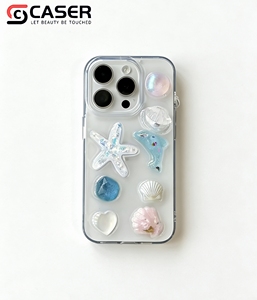 Avançado transparente 3D gotejamento cola encantos tampa do telefone para iphone 17 15 pro max anti-derrapante shell golfinho starfish design inspirado - Product Image 1