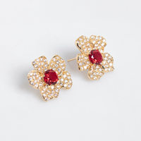 Set Perhiasan Bunga Kristal Wanita Kalung Anting Pernikahan Pengantin Emas Perak Berlian Imitasi Aksesoris Pesta