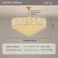 Lustre contemporain de luxe à LED, forme ovale, en fer, avec accents en cristal, hauteur réglable, pour salle à manger, chambre à coucher