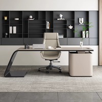 Bureau de direction moderne de luxe ergonomique et durable avec tiroirs, pour bureau à domicile, en bois avec surface en céramique/verre, multifonctionnel, à assembler