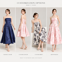 Robe midi plissée rose à fleurs sans bretelles pour femme, coupe trapèze, pour soirée ou mariage, personnalisable, OEM, vente en gros, fabricant