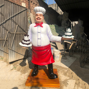 Escultura de <span class=keywords><strong>Chef</strong></span> de Resina de Tamaño Real Personalizada, Tema de Cocina de Pizza, Decoración de Restaurante, Estatua de <span class=keywords><strong>Chef</strong></span> de Fibra de Vidrio - Product Image 2