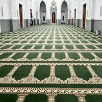 Tapis de prière moderne hydrofuge à motif arqué pour mosquée, anti-salissure, lavable, à poils ras, pour usage domestique, options de couleurs vert, rouge, bleu