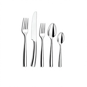 Silver <b>Mirror</b> Polish 5-Piece Tabletop Stainless Steel Luxury Crushed Diamond Designer Wood Handle Flatware Set - Product Image 1