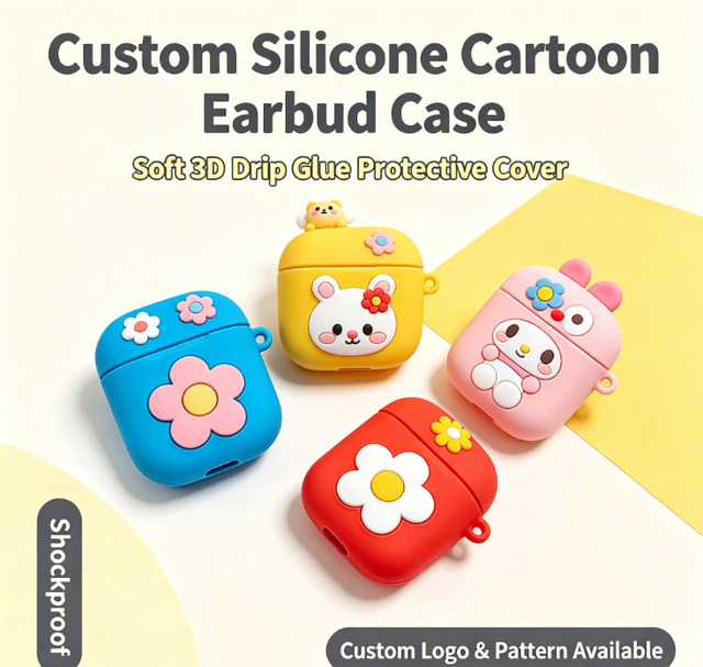 OEM Custom Mold Cartoon Drip Glue Silicone Earphone Case Shockproof Wireless Earbuds Protective Shell Wholesale