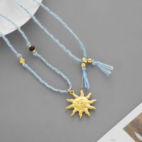 Collier pendentif soleil classique en laiton, original, vente chaude, directement de l'usine, avec fil doré et argenté, chaîne longue réglable, pour usage quotidien