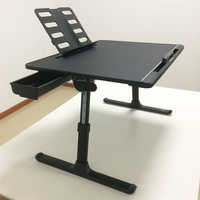 Oem Kwaliteit Lederen Boek Stand Verstelbare Laptop Bureau Studie Tafel Bed Lade Sofa Zwart Computer Bureau