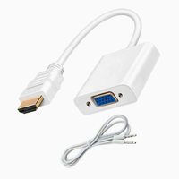 Kabel Konverter Definisi Tinggi ke VGA dengan Dukungan Audio dan Daya USB Opsional untuk Laptop, Proyektor, Monitor
