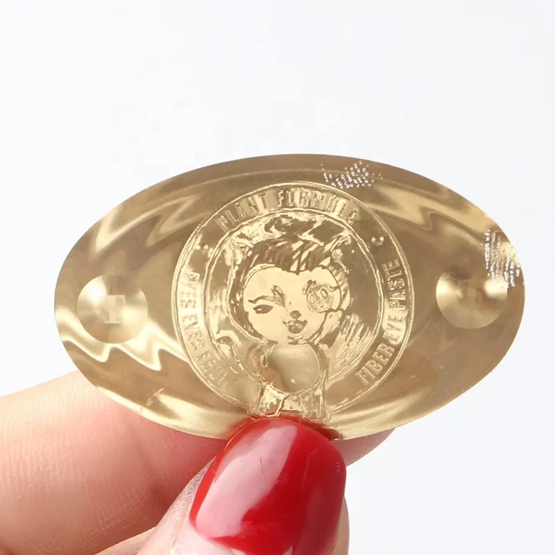 Custom gold foil oval sticker paper patterned 3d gold hologram sticker labels
