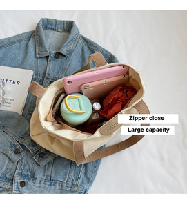 New Trendy Canvas Handbag Korean Large Capacity Simple Shoulder Tote Cross Body <strong>Bag</strong> Versatile Casual Out Going Women - Product Image 6