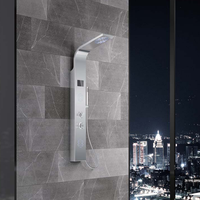 Système de douche mural de luxe avec panneau numérique, cascade, en acier inoxydable, avec affichage LED et cartouche céramique