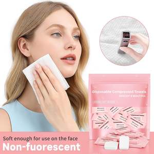 BFHKXW Custom Logo Disposable Ultra Soft Natural Material 30 Count Large Size Compressed Face Towels Portable <b>Washcloth</b> Reusable - Product Image 5