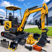 Aksesoris Opsional Excavator Mini Kecil Excavator Diesel Excavator Kebun 1.5TON Mini Excavator Dengan Pendingin Oli Hidrolik