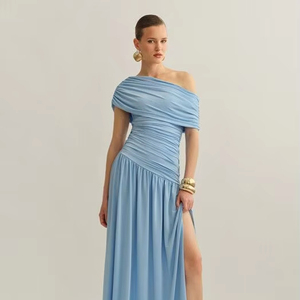 Bettergirl Abito Lungo <span class=keywords><strong>Blu</strong></span> Elegante per Ramadan Primavera 2026, Moda di Lusso, Monospalla, <span class=keywords><strong>Aderente</strong></span> con Spacco, <span class=keywords><strong>Vestito</strong></span> Elegante per le Festività - Product Image 1