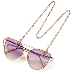 Mascherina cordino porta occhiali da sole collana in metallo catena per occhiali placcati spessi cinturino perle perline cordoncino - Product Image 3