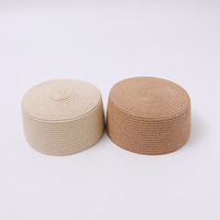 Cappello da sole da donna in paglia di carta tinta unita, fatto a mano, con sommità piatta, leggero, traspirante, intrecciato, per l'estate, casual e quotidiano